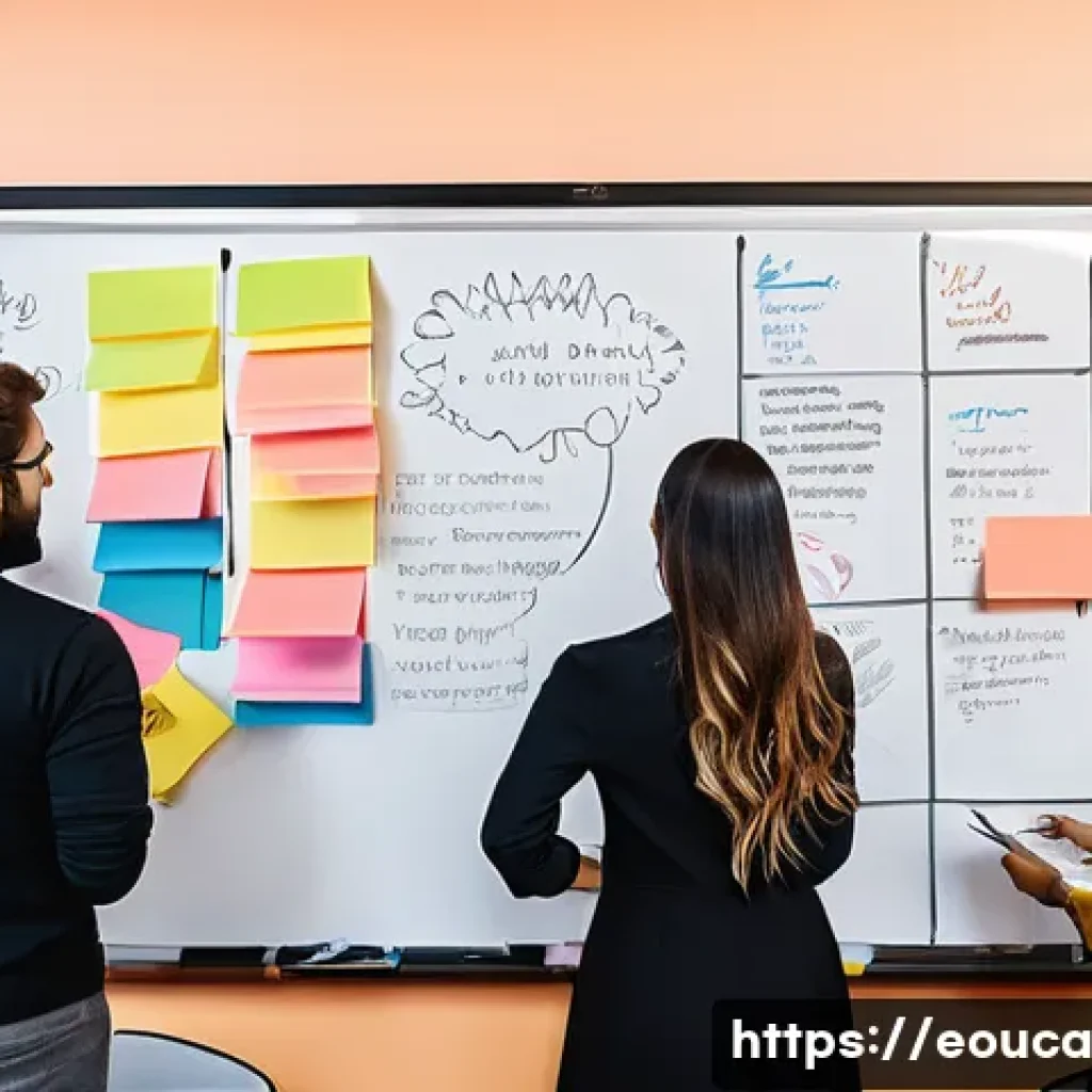 디자인 사고를 통한 제품 개발 프로세스 - **Image Prompt 1: Creative Brainstorming Session**
A vibrant and dynamic brainstorming session i...